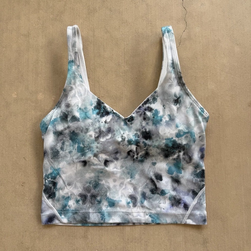 Lululemon Womens Size 2 Align Sports Bra Floral Blue Gray Padded Yoga Top